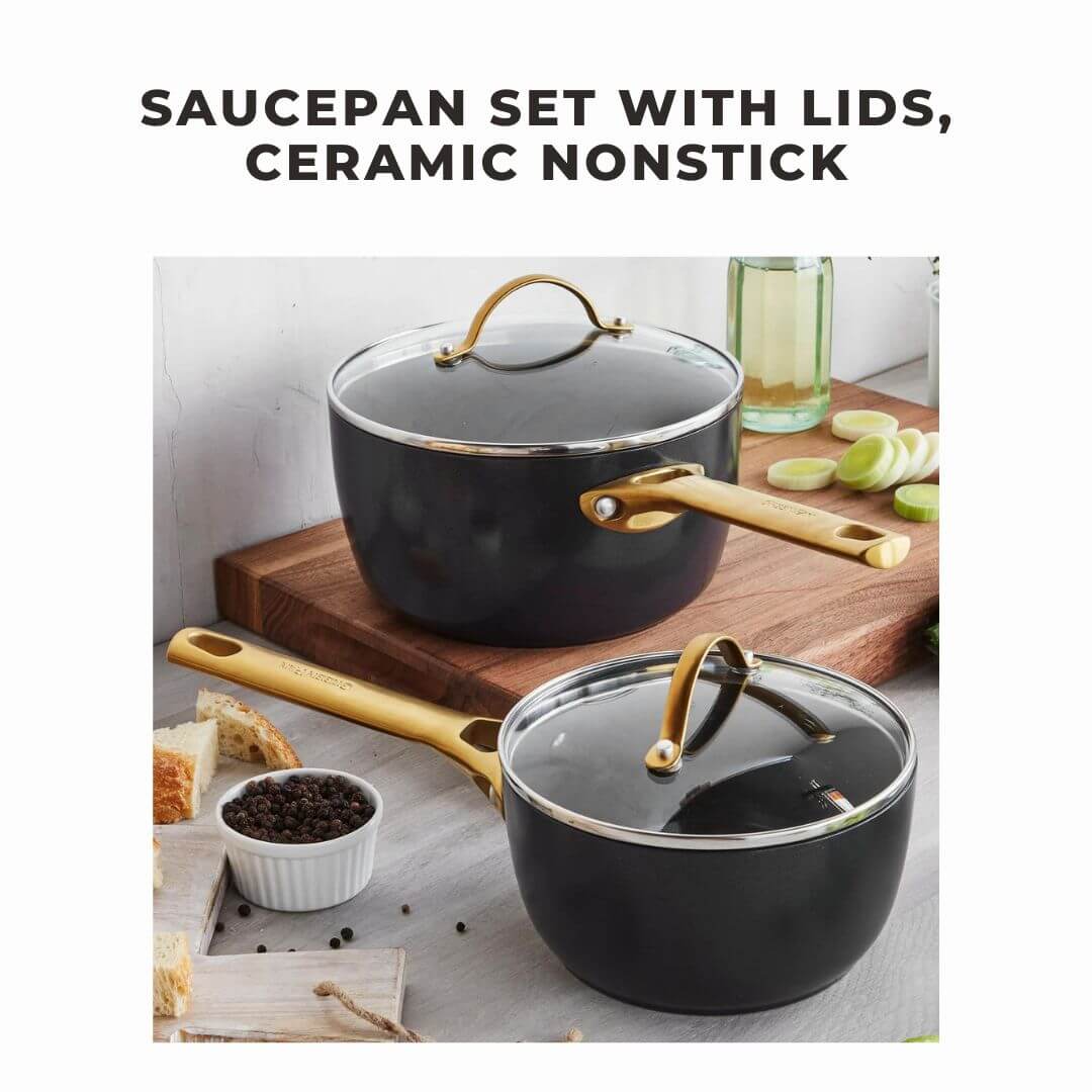 Saucepan Set with Lids, Ceramic Nonstick