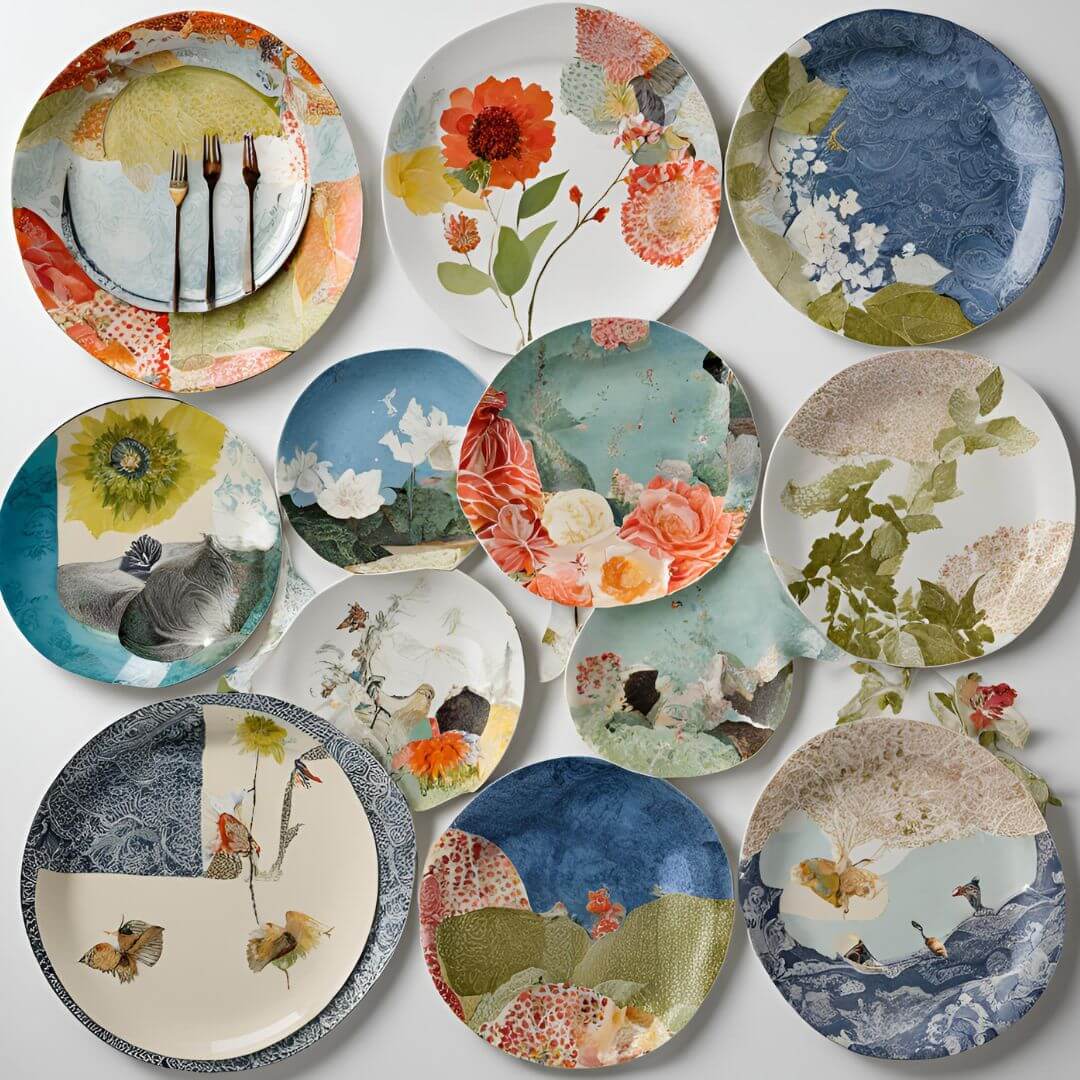 Plate Collages: Creative Arrangements of Decorative Plates