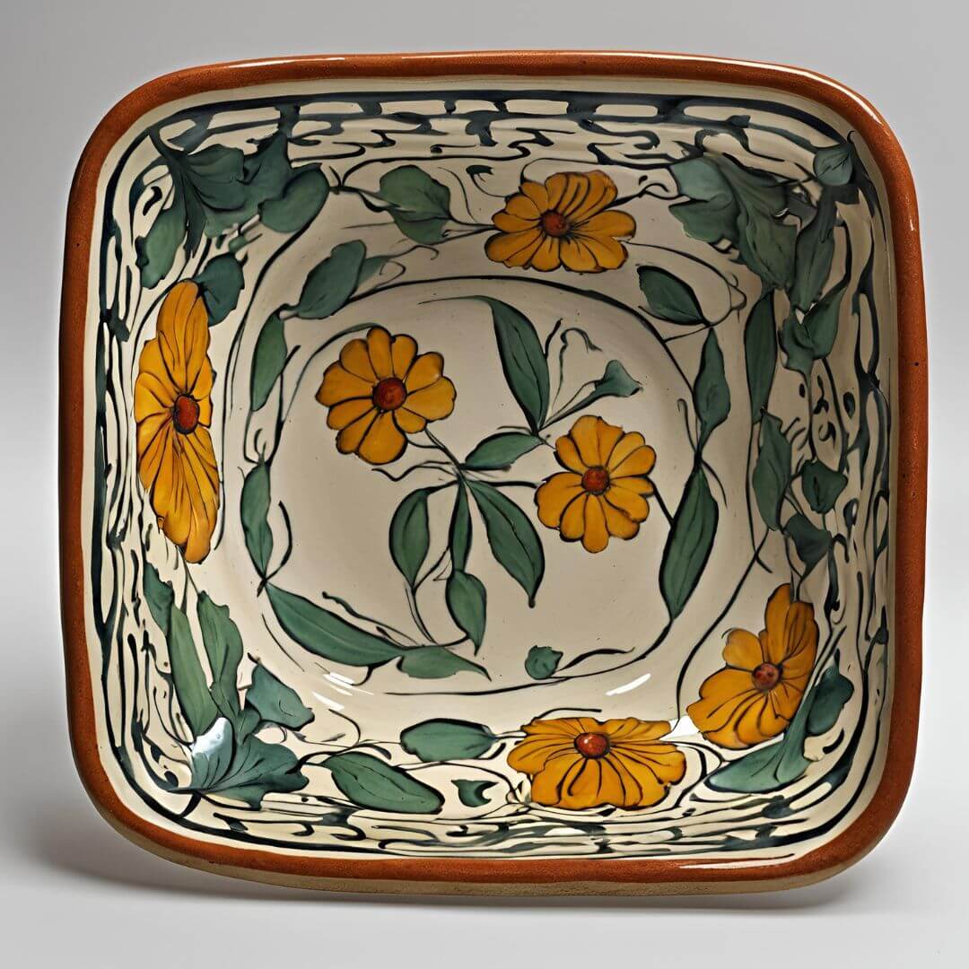 Small Italian ceramic art pottery serving bowl tray featuring traditional craftsmanship and elegant design