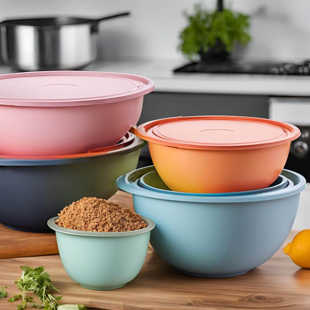 Assorted mixing bowls with lids for storage and freshness