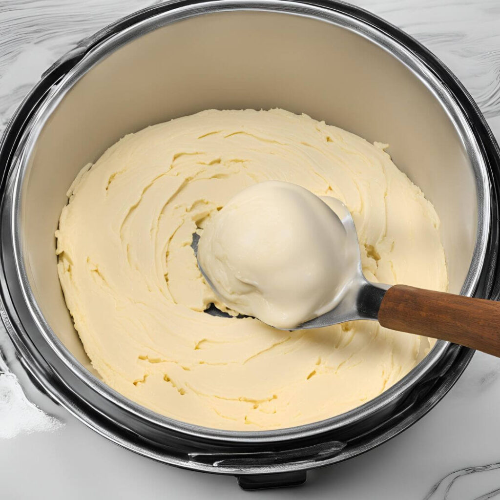 Whisking cake batter in a mixing bowl