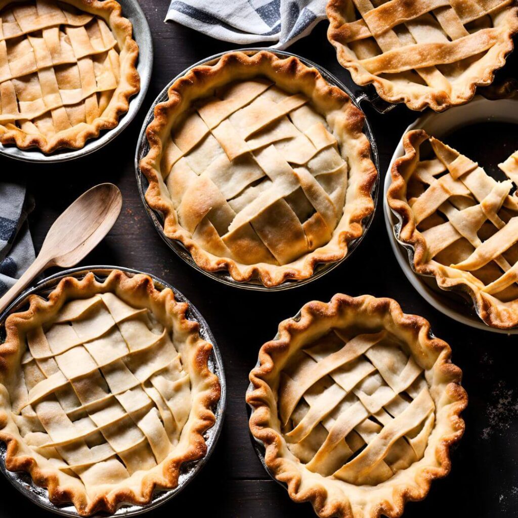 perfectly baked pie crusts with a golden, flaky texture, ready to be filled with delicious pie filling