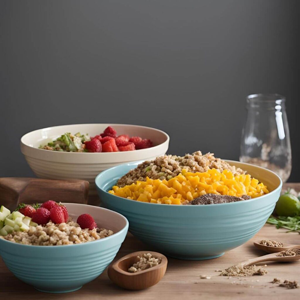 Mason Cash mixing bowls used for serving and presentation on a dining table