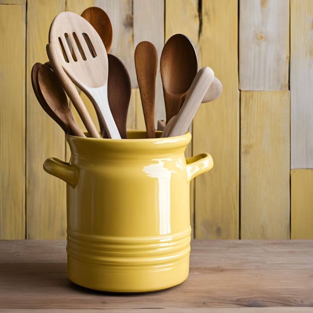 cheerful yellow utensil holder