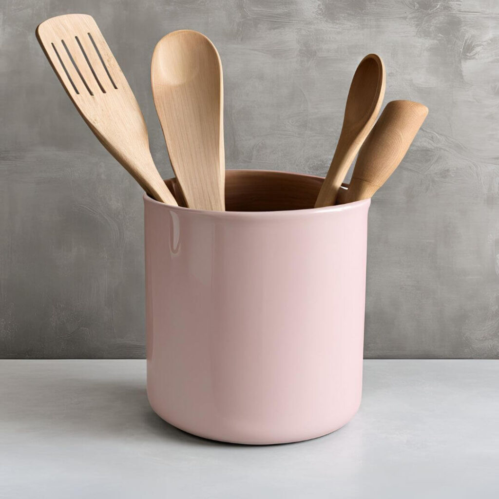 Soft Pink large kitchen utensil holder