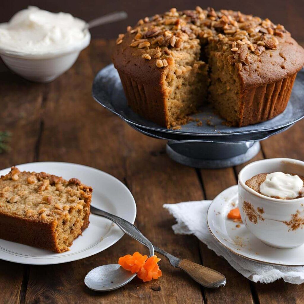 Image of carrot cake, carrot muffins, and carrot bread displayed on a table, showcasing various baked goods made with carrots.