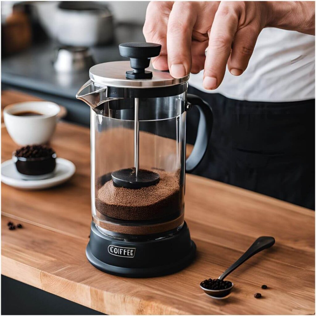 grinding the coffee to make cold brew coffee french press